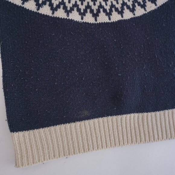 Roots Navy Red Cottagecore Knit 50% Wool Fisherman Fair Isle Crewneck Sweater XS - Picture 5 of 13